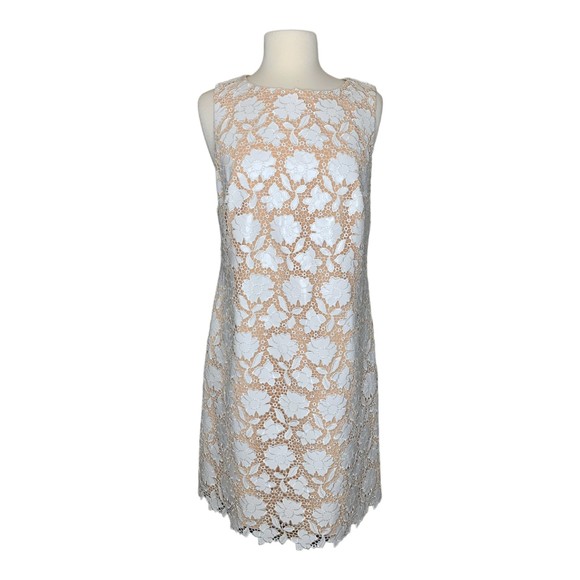 NWT Alice + Olivia Women White Floral Lace Clyde Short Dress Size 14 Round Neck - Picture 11 of 12